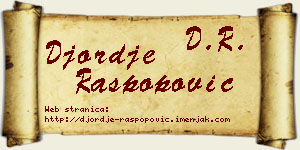 Đorđe Raspopović vizit kartica